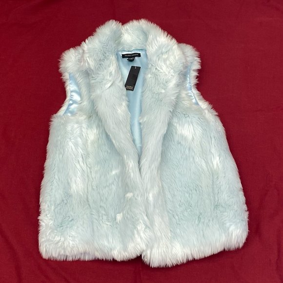 Comfy Blue Faux Fur Y2k 90s Fashion Valerie Stevens Winter Vest Coat - Picture 2 of 10